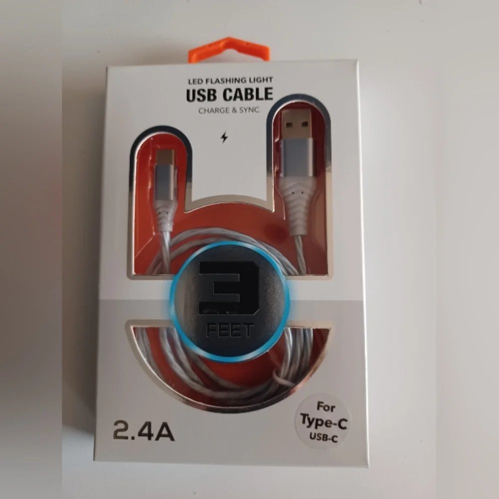 2.4A RGB LED Light USB Type C Cable